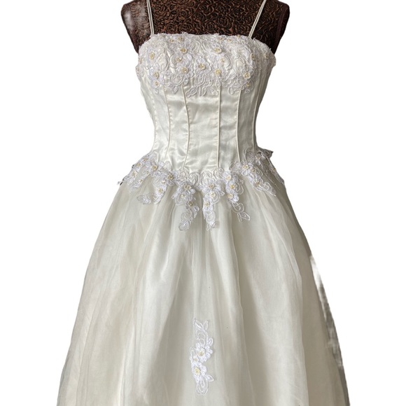 🤍 BALL GOWNS WHITE BEIGE DRESS/ # 008 - Picture 8 of 16